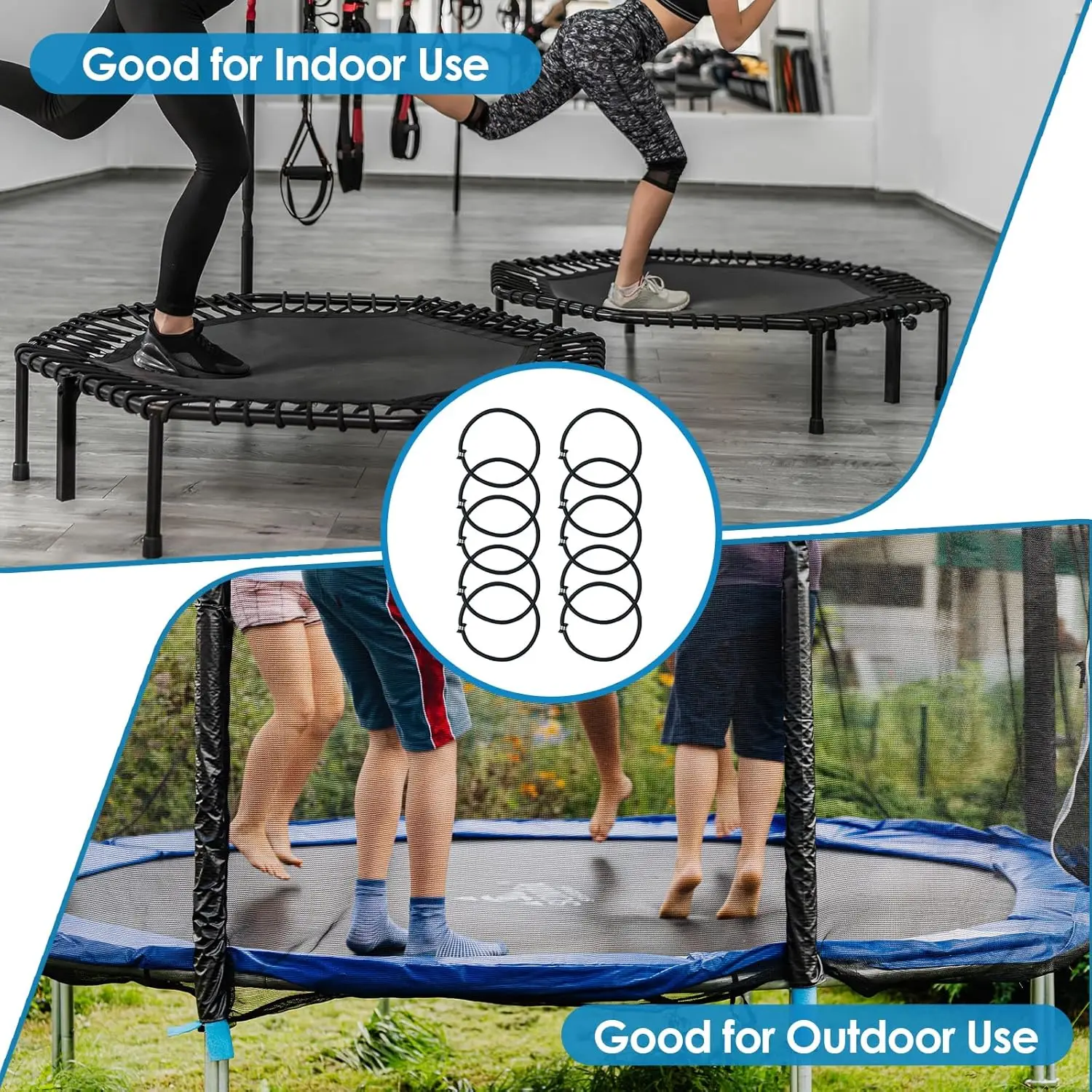 10 Pieces Trampoline Elastic Rope High Jump Bungee Cord Aluminum Buckle Heavy Duty Trampoline Accessories Bungee Rope for Fitnes