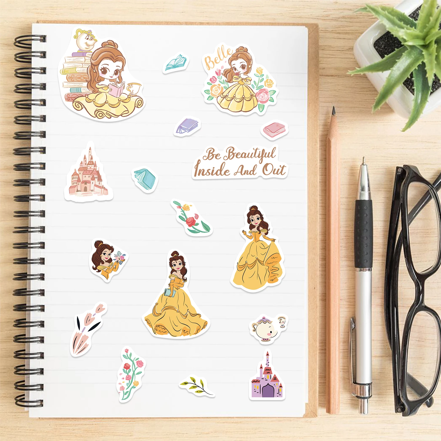 8/16/32 pçs disney princesa série fazer um rosto quebra-cabeça adesivos neve branca rapunzel decalque diy bagagem telefone guitarra copo skate