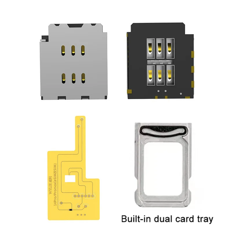 WYLIE Esim Modified To Dual Sim Card Flex Cable For iPhone 15 14 Plus Pro MAX Esim To Single Sim Card Slot Tray Holder Parts