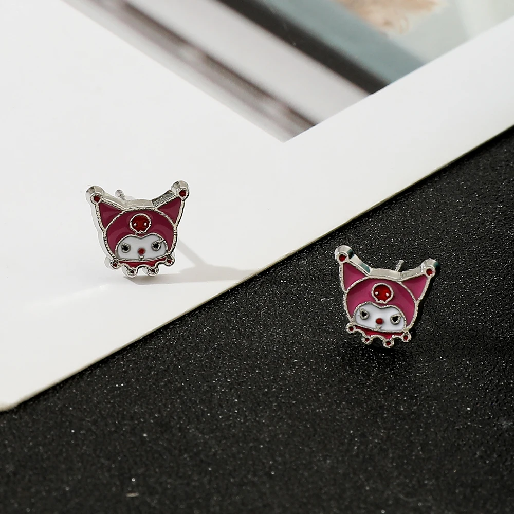 Sanrio Cartoon Kuromi Earrings Sweet and Cute Campus Style Girls Earrings Youthful Vitality Campus Breath Gift