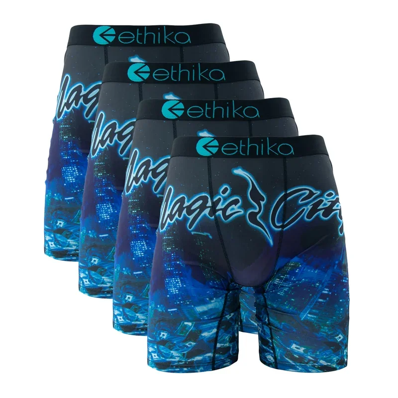 4PCs Ethika Sexy Men Underwear Boxer Shorts Printed Panties Lingerie Man Underpants Hot Boxershorts Tight Boxers Briefs Trunks