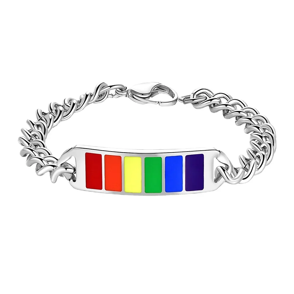 Starlord Gay Pride Rainbow Bracelet Stainless Steel Cuban Chain Men Women Gift LGBT Bracelets