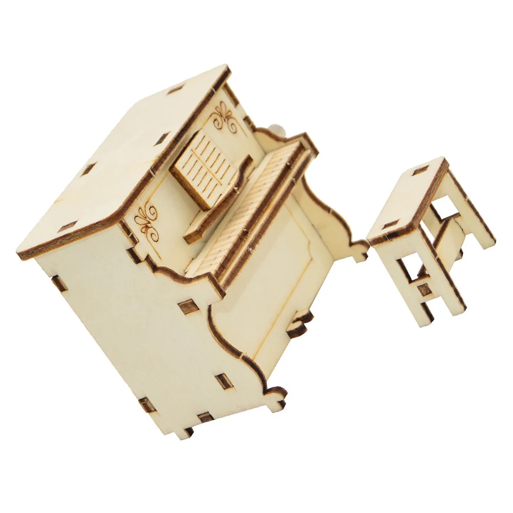 مجموعة واحدة من صندوق الموسيقى الخشبي، صندوق موسيقى البيانو الصغير للأطفال، نموذج التجميع التعليمي، ألعوبة الأطفال، الحرف الخشبية #3