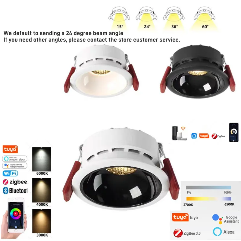 Encastré Zigbee gradation LED Downlights 220V pour cuisine LED plafonniers 7W 15W 24W nid d'abeille chambre lumière lampes pour chambre