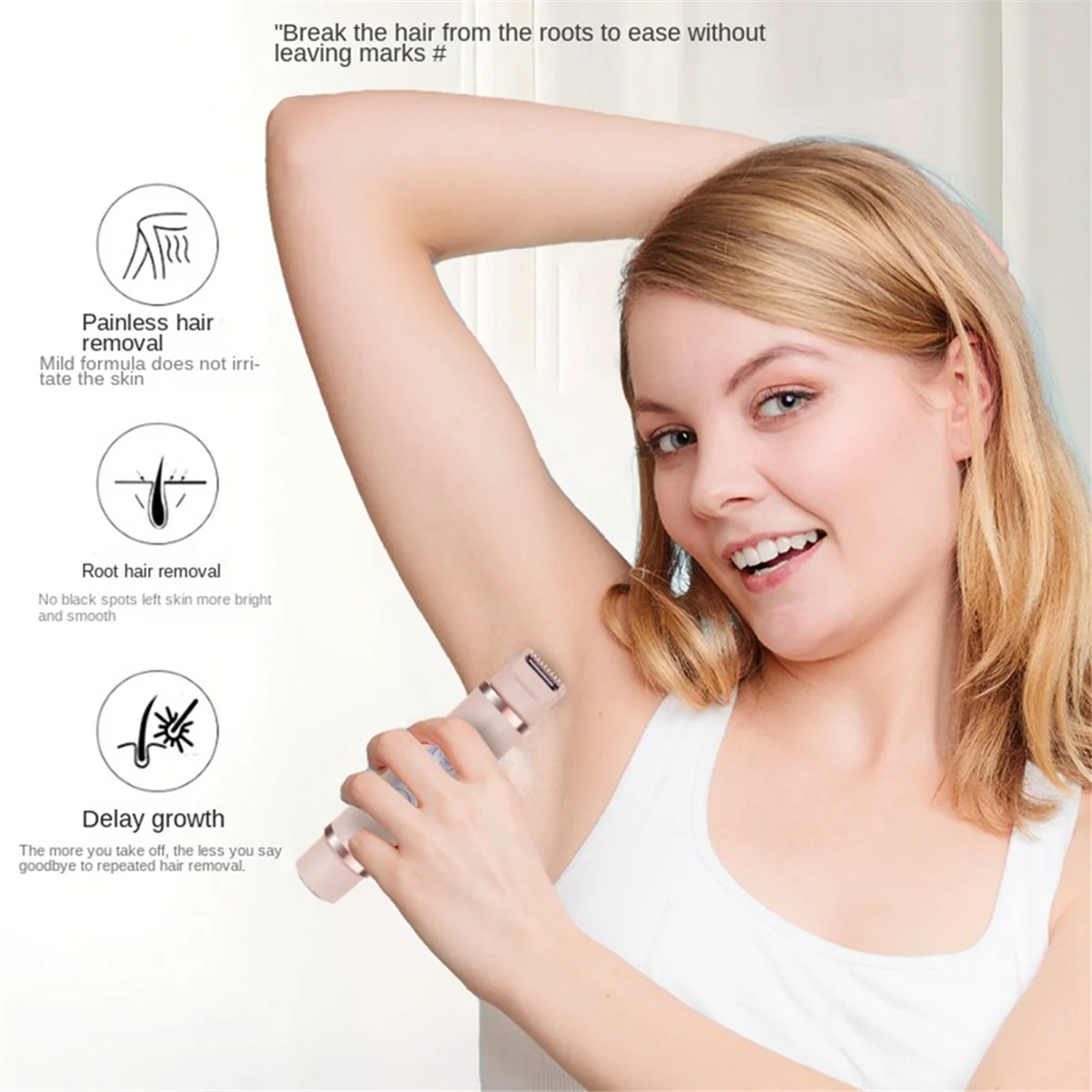 กําจัดขนบิกินี่Trimmerสําหรับผู้หญิงกําจัดขนสุภาพสตรีไม่เจ็บปวด 2 in 1 Wet & Dry Lady Shaverสีชมพู