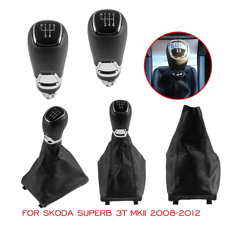 

5/6 Speed Gear Shift Knob Handball Shifter Gaiter Boot Cover For Skoda Superb 3T MKII 2008- 2012 Car Accessories
