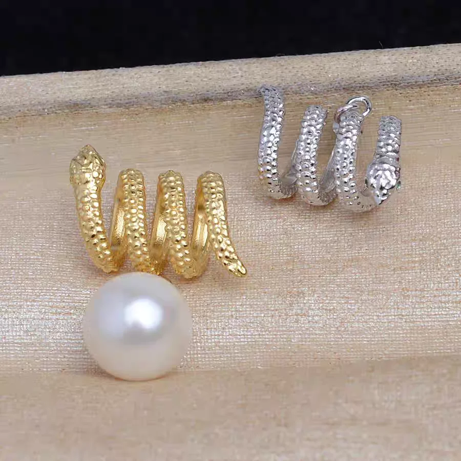 

Wholesale Snake 925 Sterling Silver Pendant Mounts Base Findings Settings Mountings Jewelry Fittings for 9-20mm Pearls 3pcs/lot