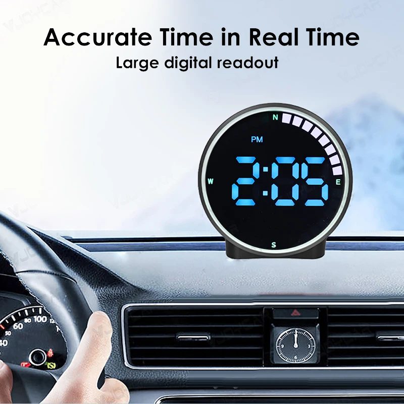 

Car Speedometer Head Up Display GPS Compass Position Speed Meter HUD Digital Screen Time Display For Vehicles Truck USB Power