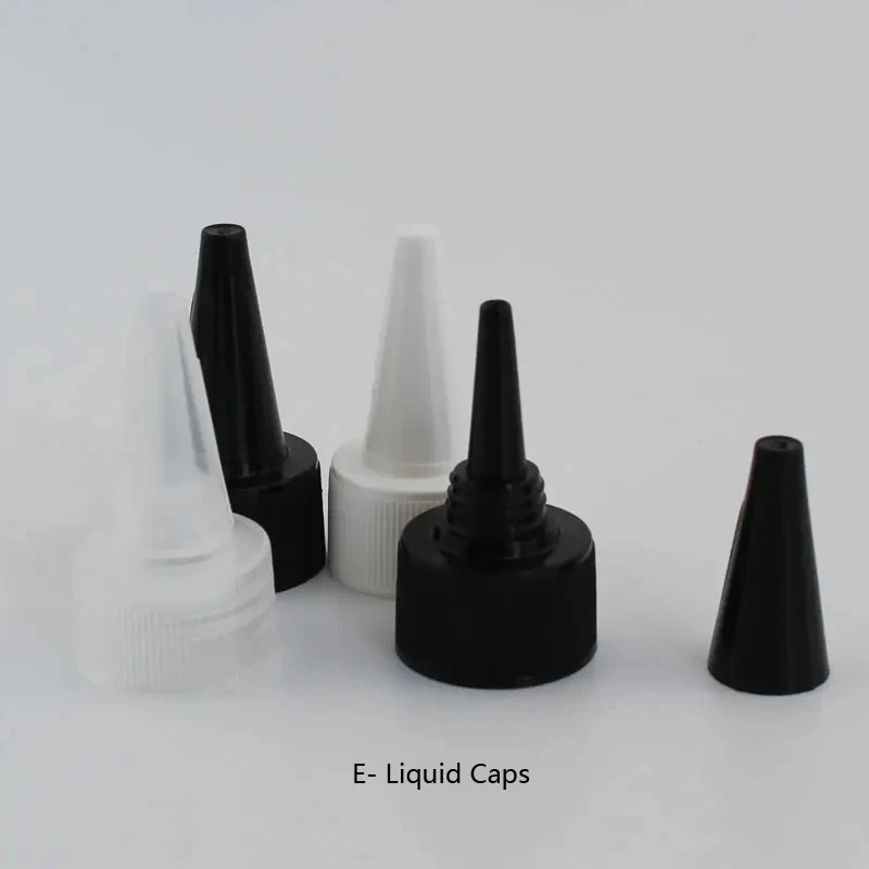 100pcs High Quality Plastic Pointed Mouth Cap Screw Lid Flip Top E- Liquid Bottle Caps Disc Cap