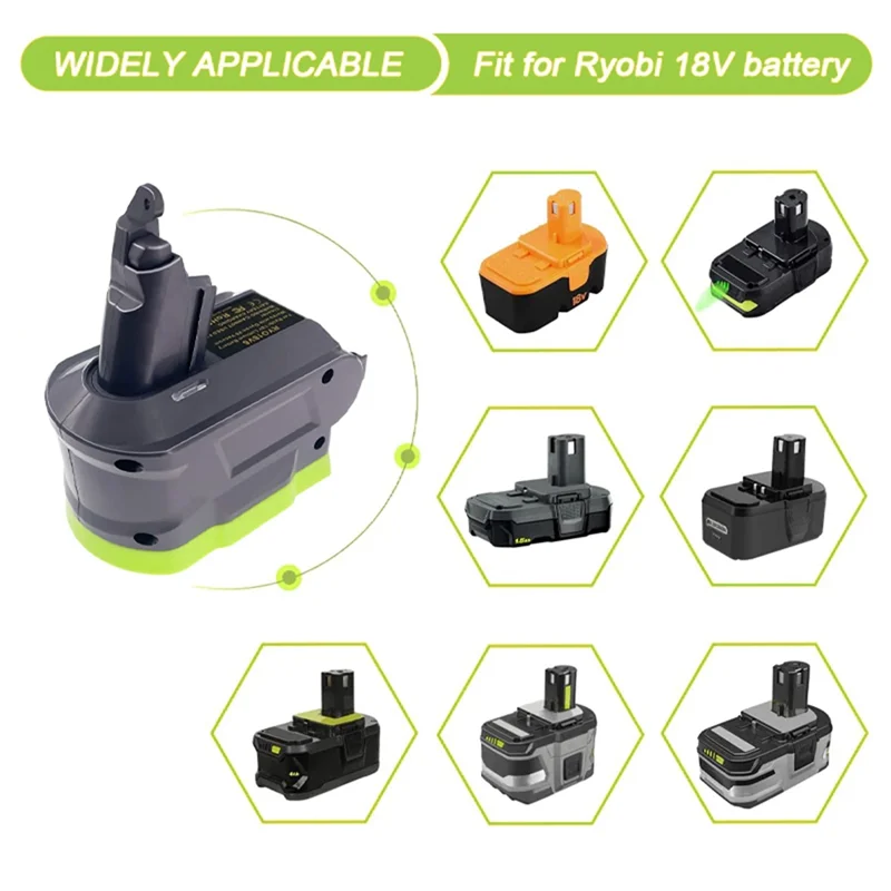 محول RYO18V6 الشهير لـ Ryobi 18 فولت تحويل إلى محول بطارية دايسون V6 لدايسون V6 مكنسة كهربائية محمولة استخدام P107 P108