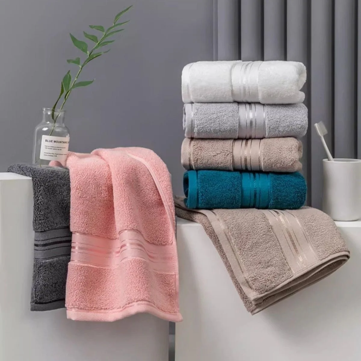 100% Cotton Thickened Set Absorbent Adult Bath Towel Super Absorbent Soft Skin-Friendly Face Wash Bathroom Face Towel
