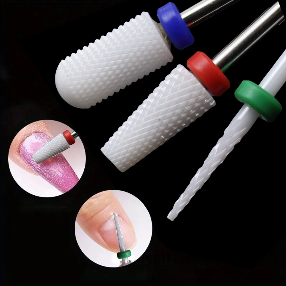 

Набор из 3 шт., набор керамических сверл для ногтей, 3/32 дюйма (2,35 мм), профессиональная акриловая пилочка для ногтей, сверло для маникюра, педикюра, геля для кутикулы