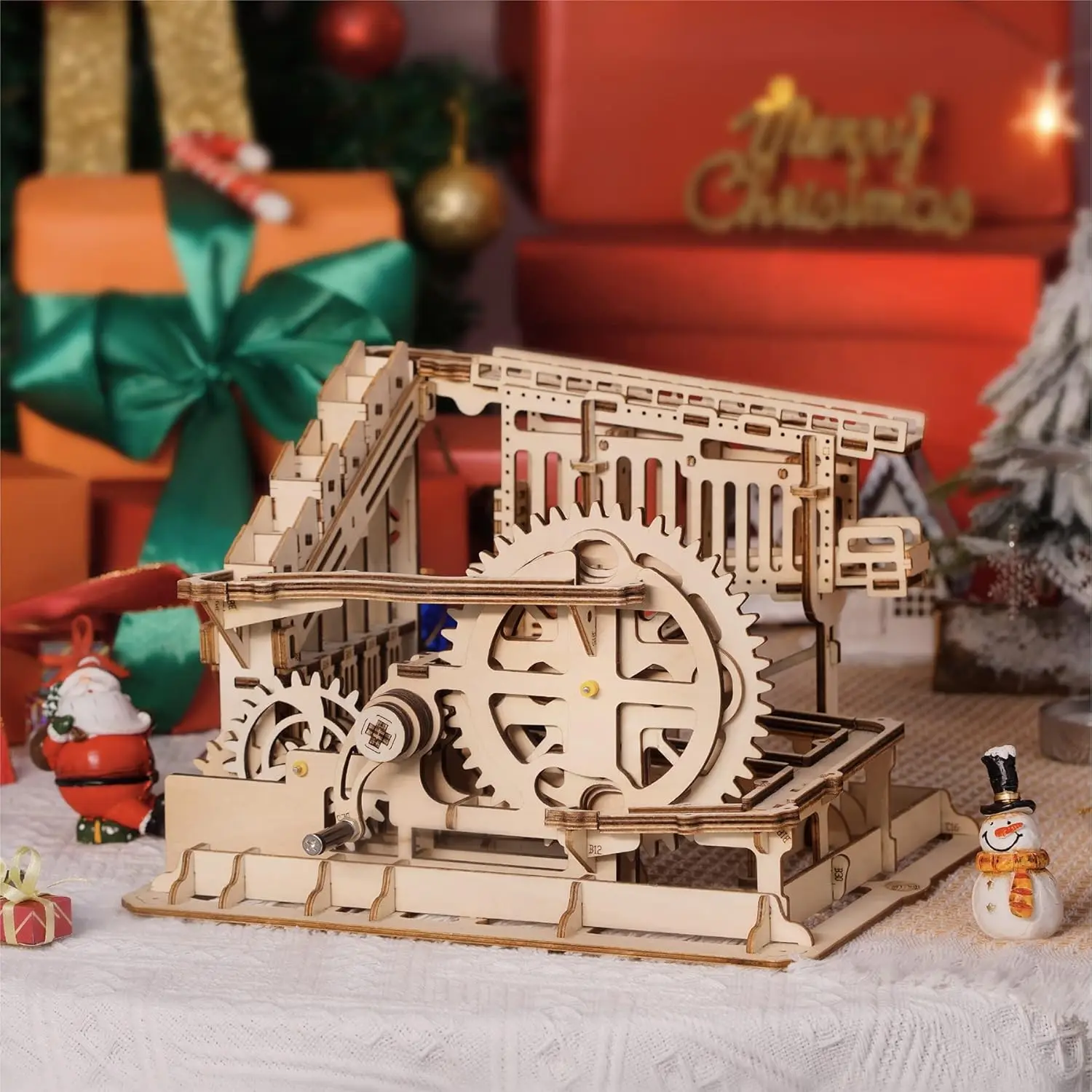 Robotime Rokr 대리석 코스터 3D 퍼즐 게임 공이있는 나무 모델 키트 어린이와 성인을위한 목조 건설 공예 장난감