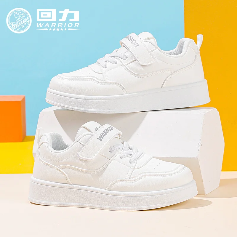 Warrior Children Girls White Shoes Autumn 2025 New Fashion Boys Casual Shoes Student Campus Versatile Board Shoes Kids Sneakers