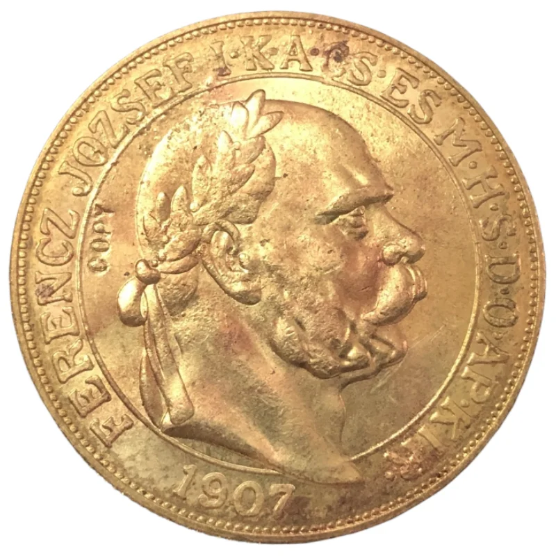 

1907 Hungary 100 Korona - I. Ferenc Jozsef gold plated coin copy