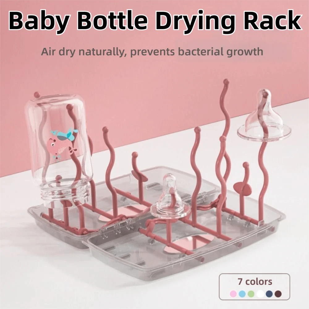 Collapsible Travel Bottle Drying Rack Portable Dustproof Baby Bottle Drying Rack Foldable Box with Cover Bottle Dryer Holder