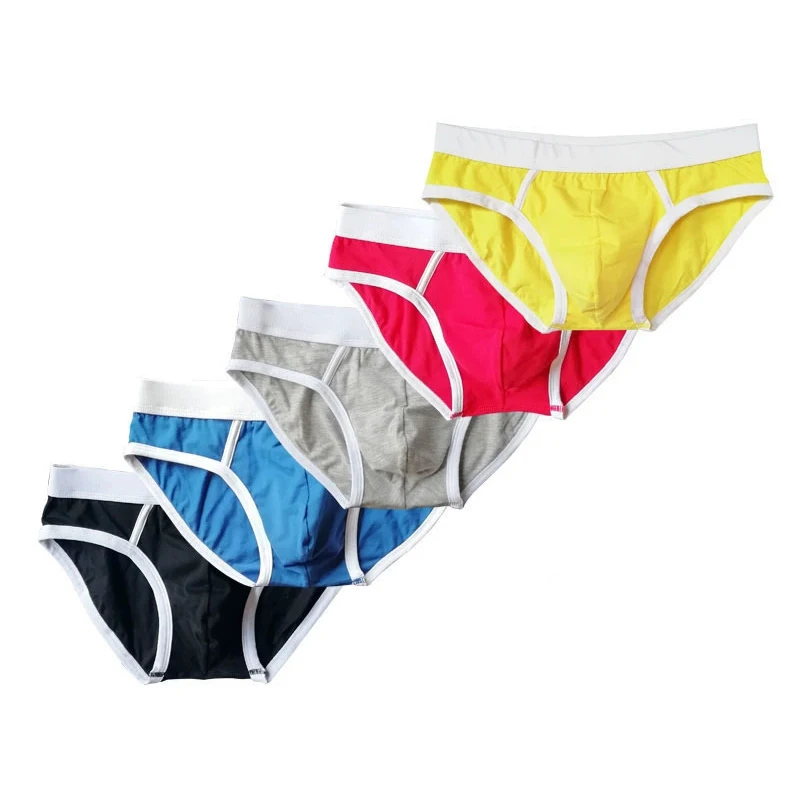

5PCS Men Cotton Briefs Underwear Simple Breathable Low Waist Lingerie Underpants Male Homewear Calzoncillos Sissy Panties