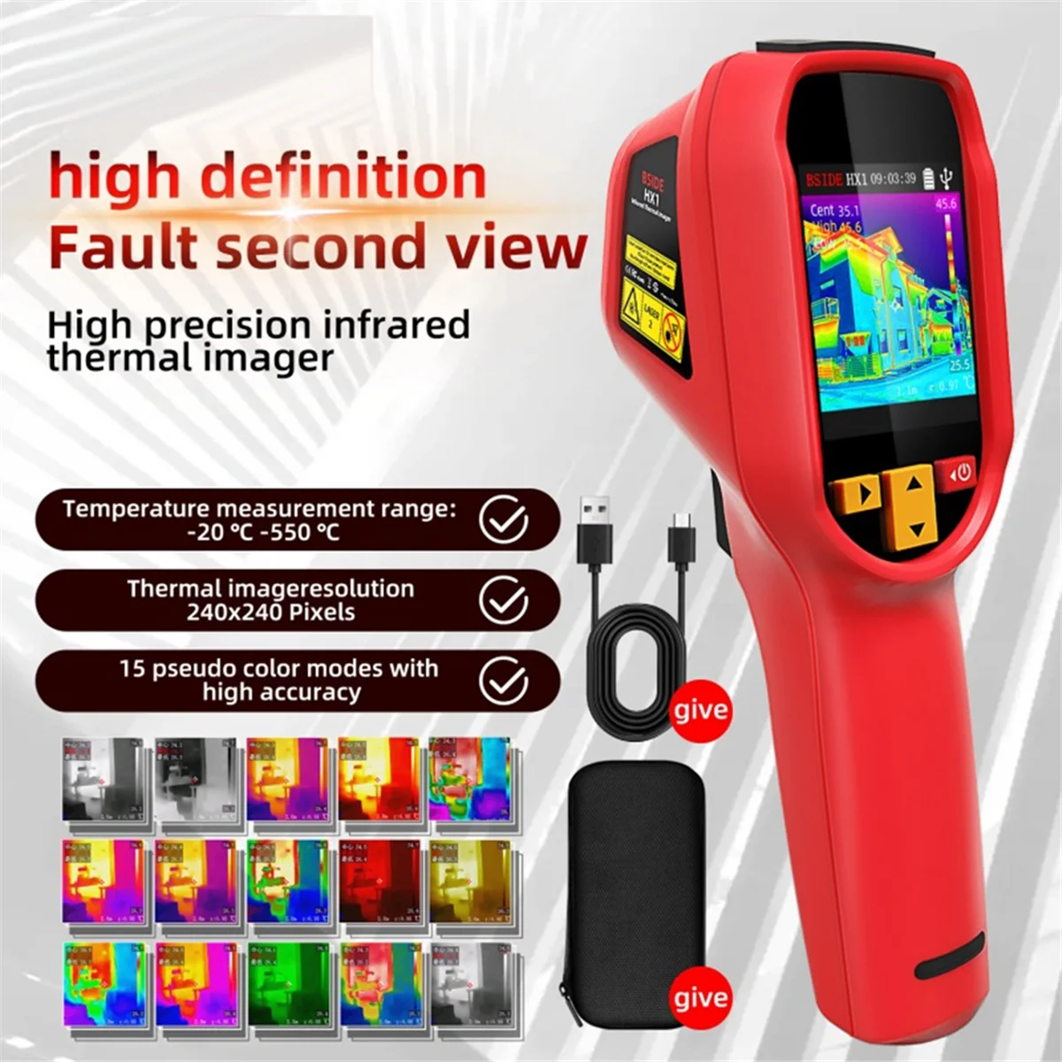 T36C HX1 Handheld Infrarot Wärmebildkamera Microbolometer Tragbare Radiometrische Thermometer Wärmebildkamera