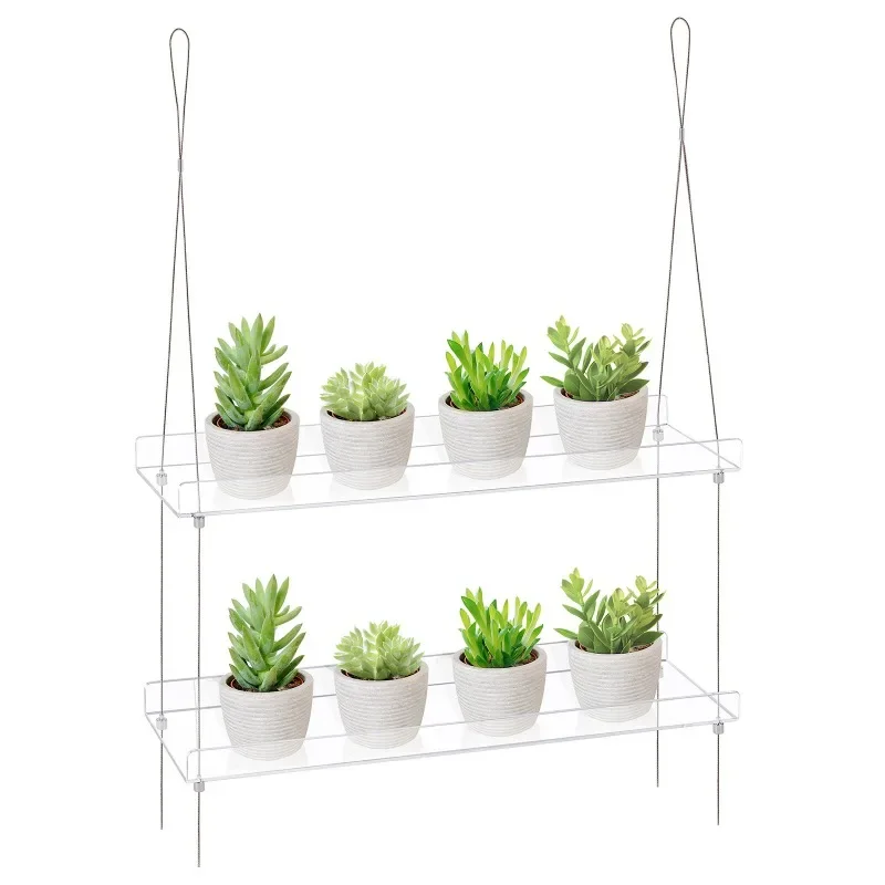 Transparent acrylic window sill plant rack hanging indoor and outdoor flower succulent display hanger