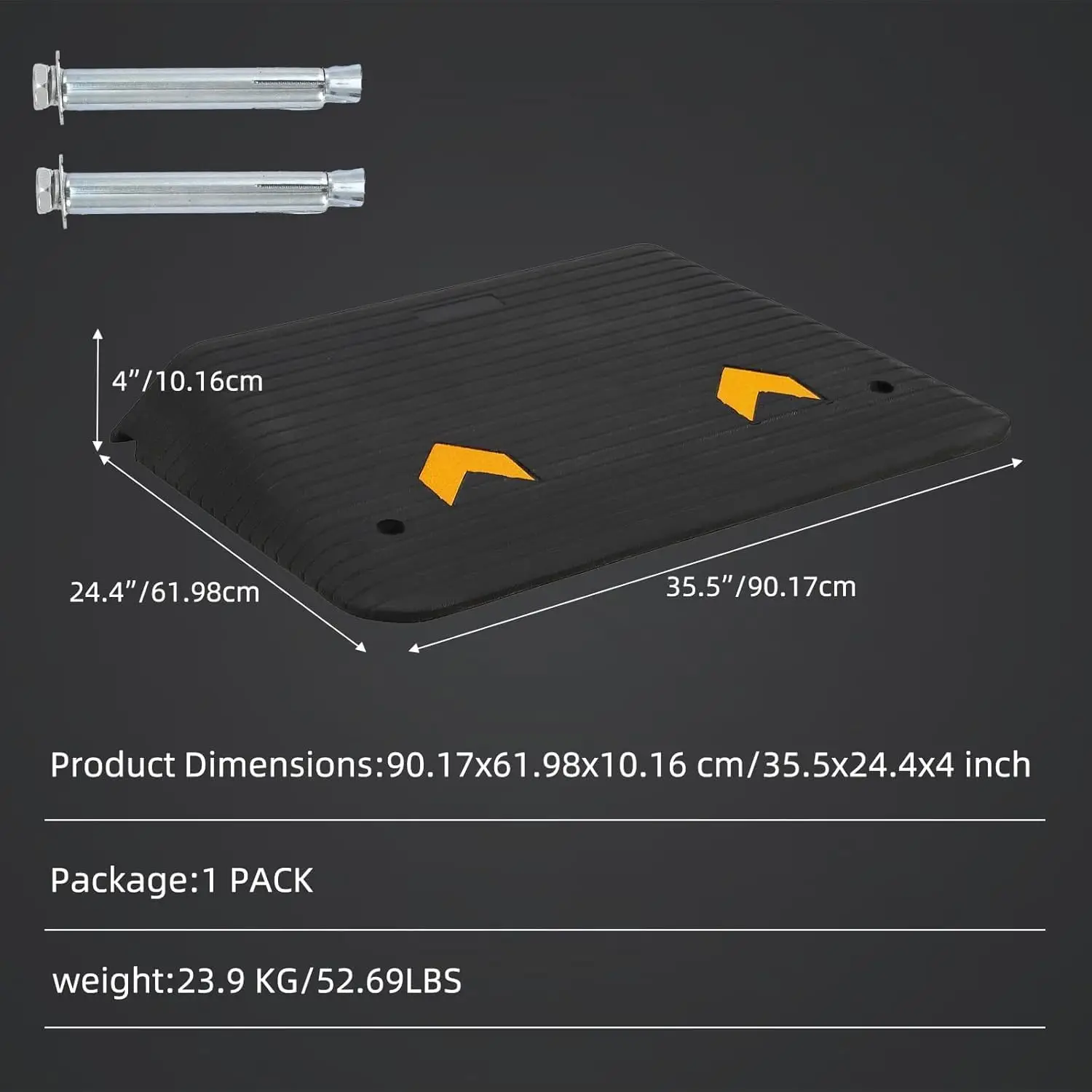 4" Rise Rubber Threshold Ramp for Doorway, Cars, Motorcycles Wheelchair & Scooter Heavy Duty Curb Ramp for Driveway Stairs