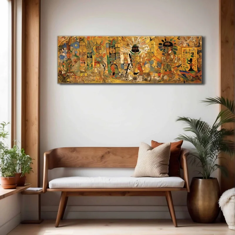 Horizontal Modern Wall Art Unframed Contemporary Canvas Print Wide Wall Art Panoramic Above Bed Decor Large Wall Boho Art