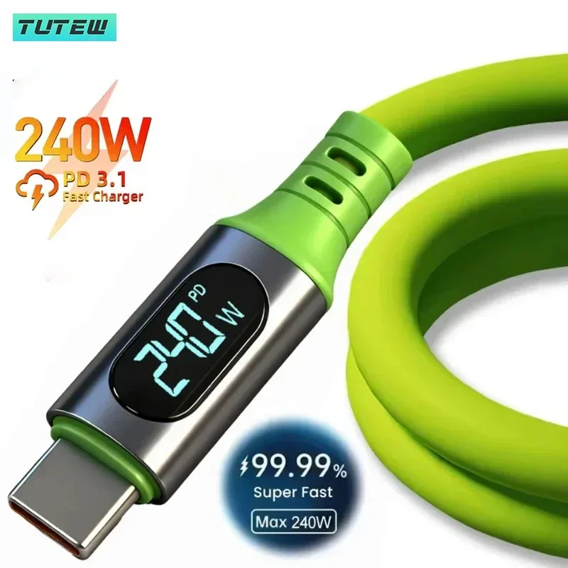 Digital Display 1.5M 240W Quick Charging USB C Cables High-speed Data Transfer Type C Wire Cord For iPhone 17 16 For Samsung s25