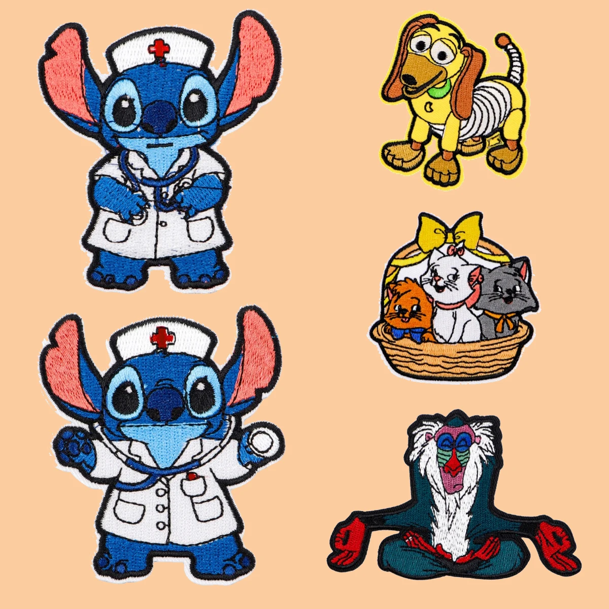 

Cute Stitch Doctor Patches On Clothes Cartoon Cat Embroidered Patches Animals Badges Iron On Patch DIY Clothing Accessories