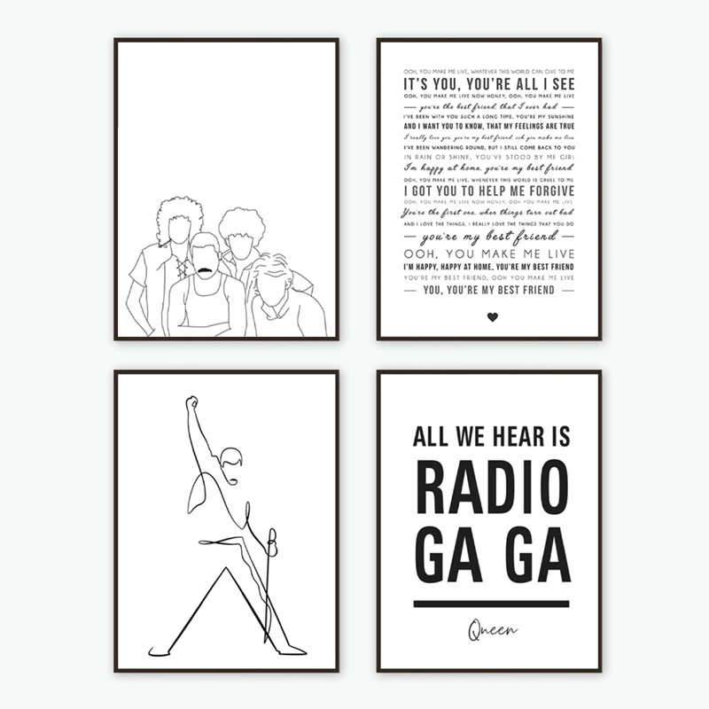 Freddie Mercury Song-impresión lírica, eres mi mejor amigo, cartel con cita de Reina, idea de regalo de boda, cuadro sobre lienzo para pared, decoración