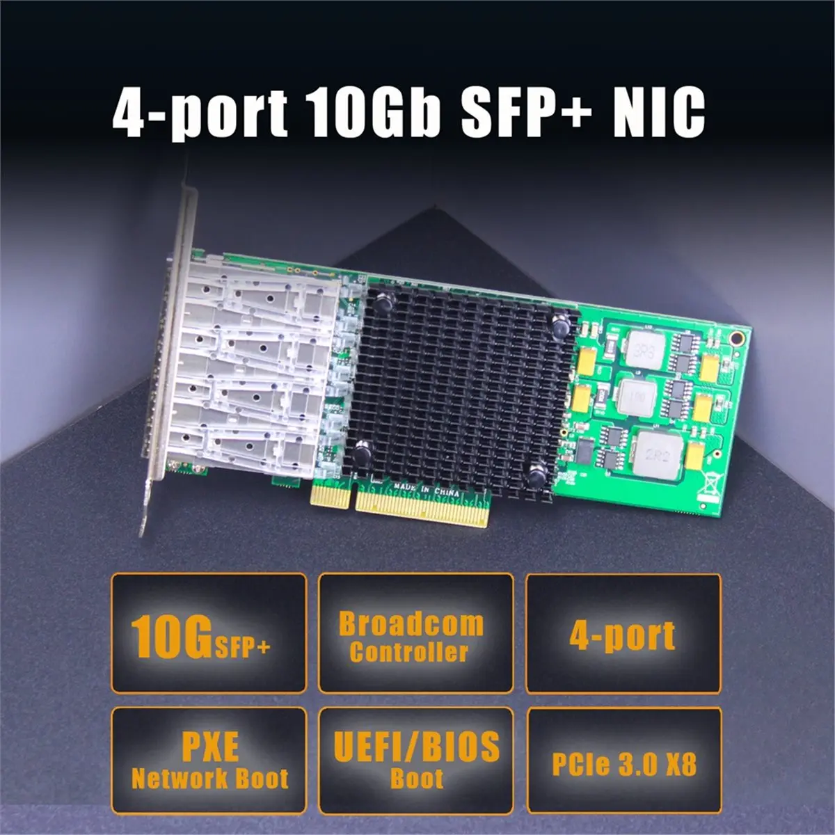 618 Mega Sale 4-Port 10Gb SFP+ Network Card (Ethernet PCIE NIC) with Broadcom BCM57840 Controller, PCIe 3.0 X8 Interface