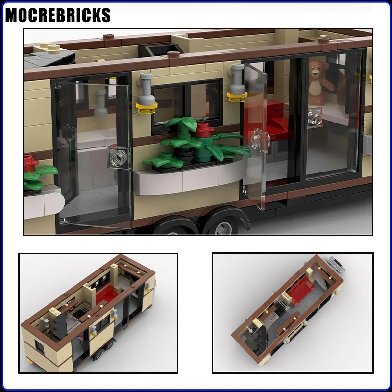 MOC City Railway Passenger Vehicle Tiny-houses treni Bundle Pack set tecnologia Building Blocks modello kid's Bricks Toys Gifts