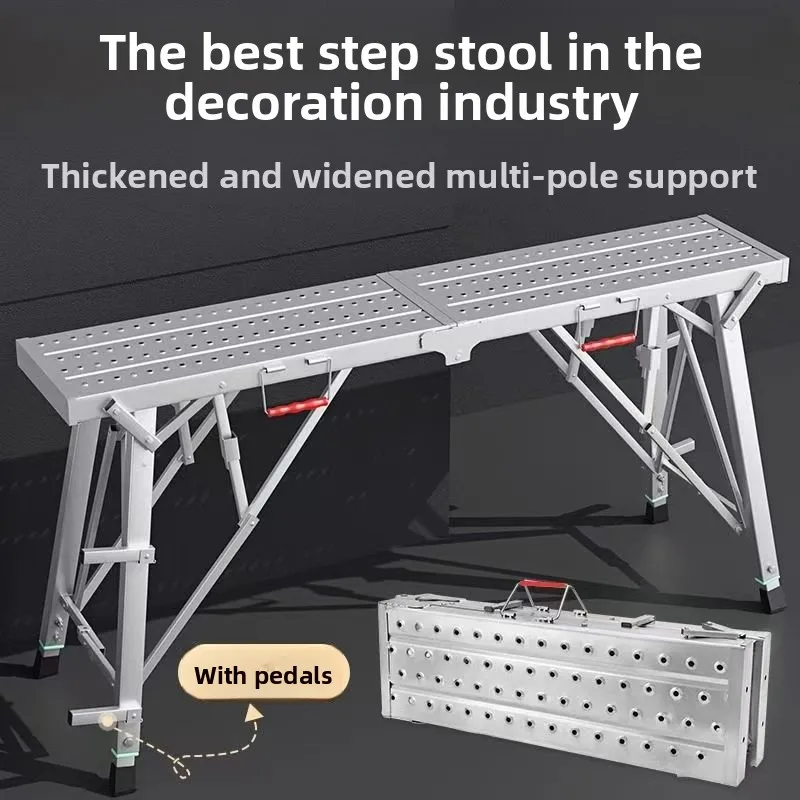 Adjustable Thickened Folding Scaffold Movable Work Platform Multi-purpose Decor Ladder for Putty Scraping