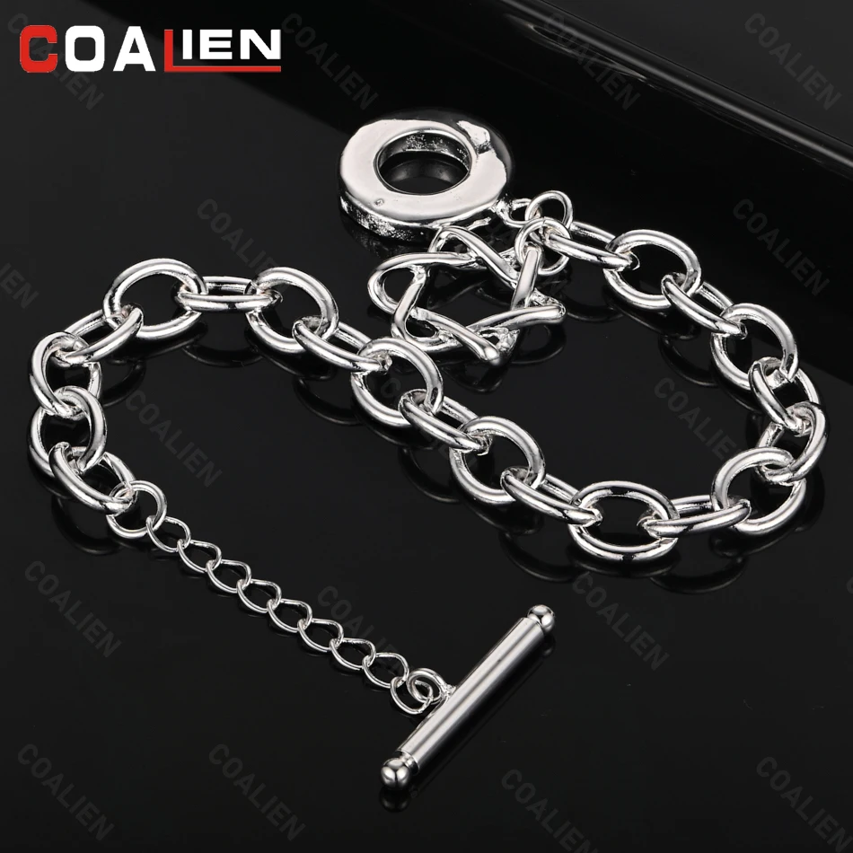 

COALIEN 925 Sterling Silver Six-Pointed Star Braided Ring Ot Buckle Bracelet Woman Charm Holiday Gift Party Wedding Jewelry