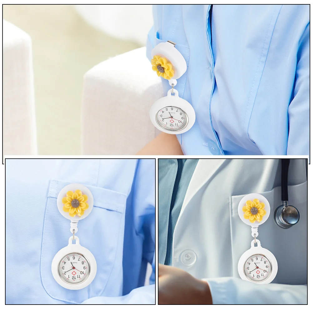 

2Pcs Nursing Pocket Watches for Nurses Retractable Clip Watch with Safety Buckle Convenient Time Reading for Healthcare