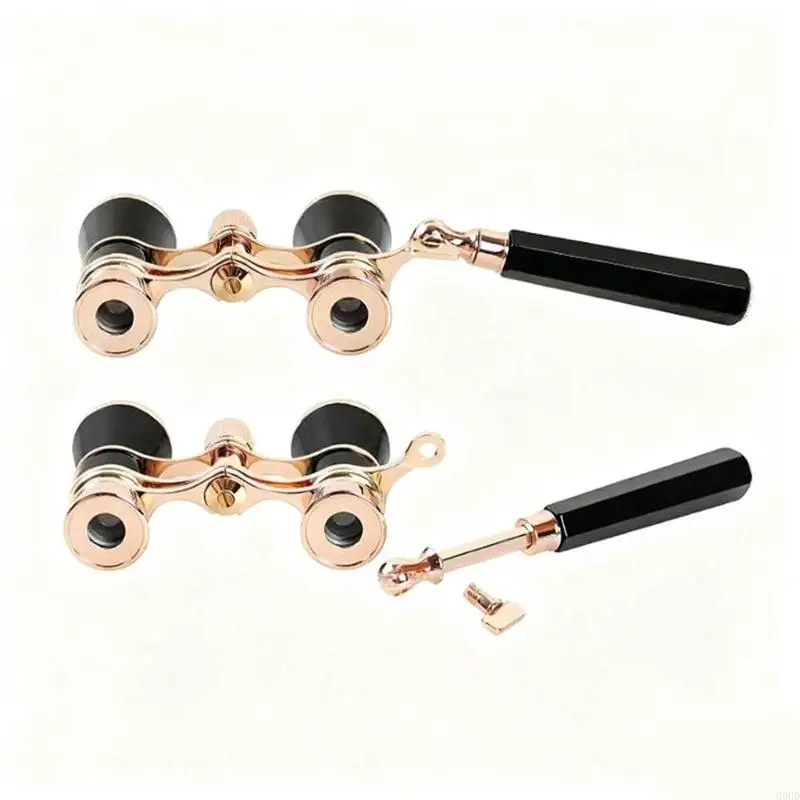 Magnification Operas Glasses Gold Chain Regulable Handle Theater 69HD