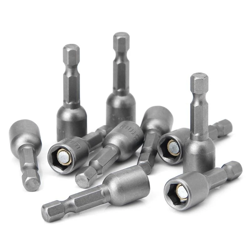 X37E 10 Pcs Nut Driver Set 8mm 5/16" Socket Adapter Drill Bit