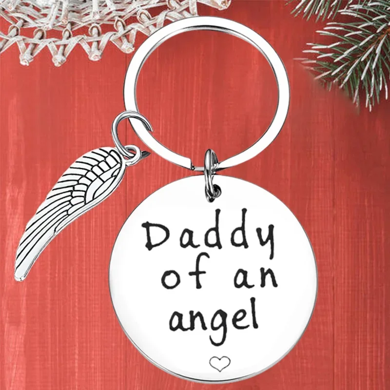 Metal Mommy Daddy of an Angel Keychain Pendant Miscarriage Keepsake Baby Memorial Gift Key Chains