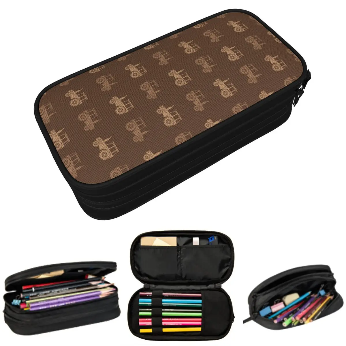 Estuche para lápices con diseño de tractor, maquinaria agrícola, equipo agrícola, para niños, caja para bolígrafos escolares, bolsa para lápices, suministros de papelería, bolsa para guardar bolígrafos