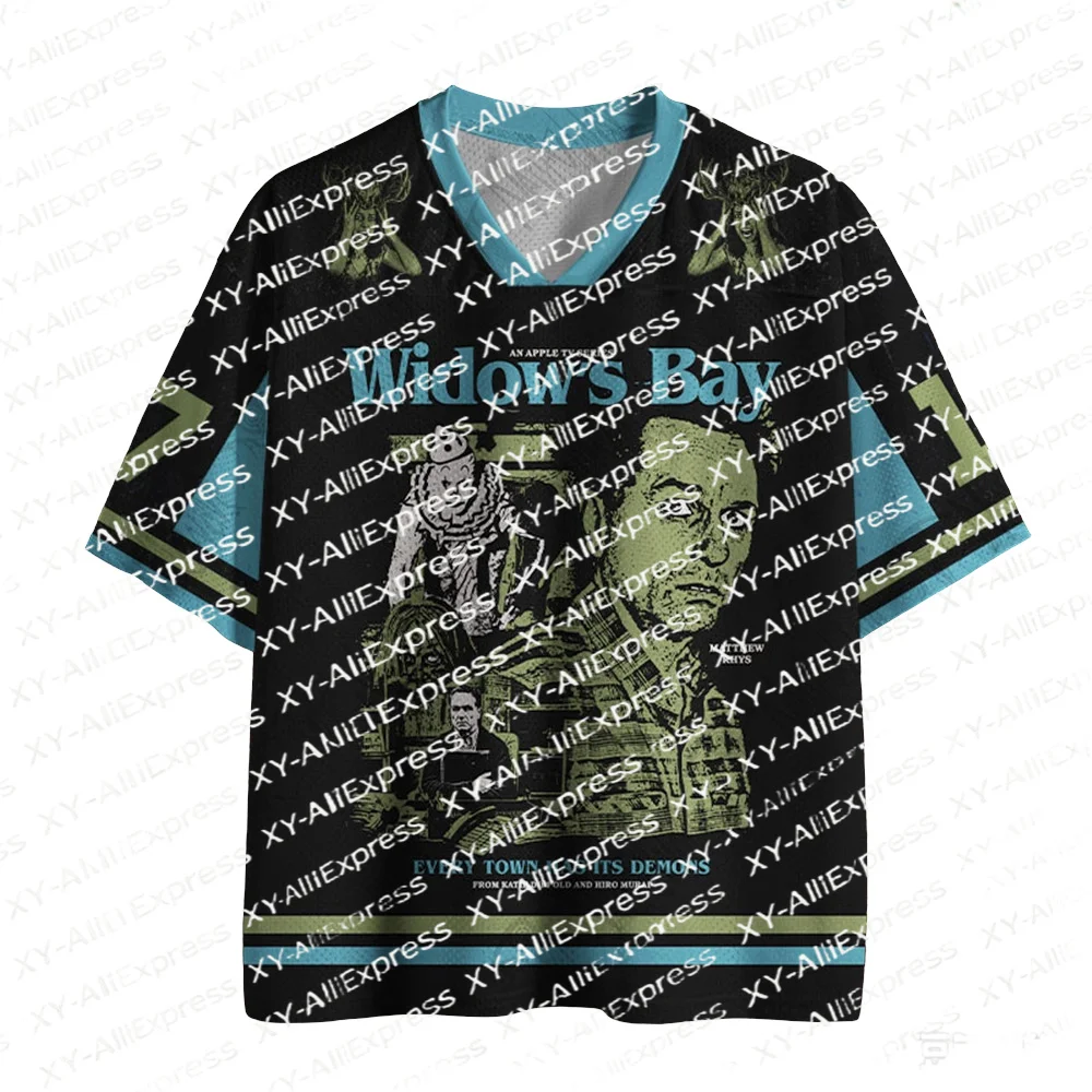 Vintage Folk Horror Town Poster V-Neck Jersey Tee, Quick Dry Breathable Shirt for Horror Art Market and Casual Outing