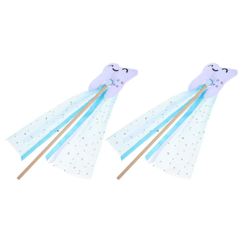 2Pcs Tooth Shaped Fairy Stick Perfect for Kids Party Costumes Performances Colorful Magical Accessory Enhances Festive