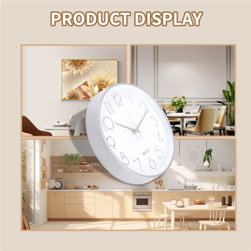 

A32Z-Premium Silver Wall Clock, Wall Decoration, Modern Silent Wall Clock For Home Office Kitchen (25Cm, Silver)