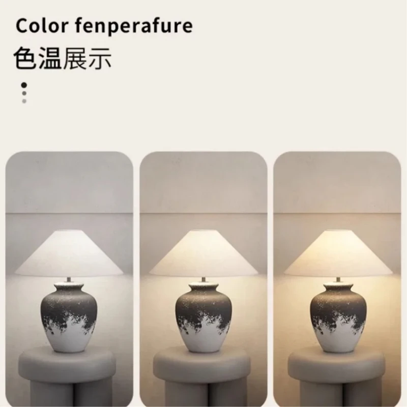 Handmade Ceramic Remote Control Dim E27 Led Table Lamps for Living Room Bedroom Bedside Lamp Indoor Lighting Fixtures