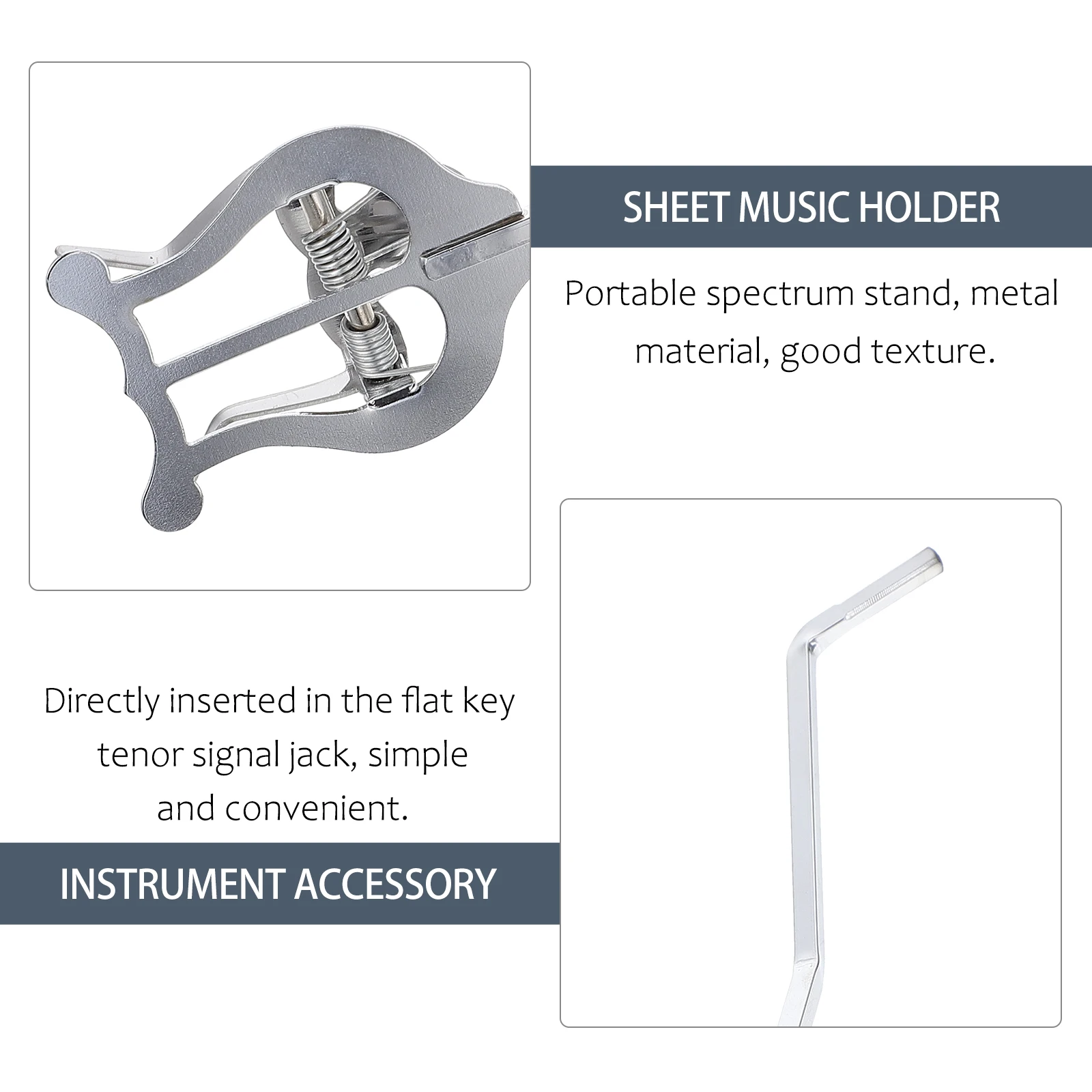 

Strong Metal Plated Music Stand Compact Sheet Music Holder For Brass Woodwind Instruments