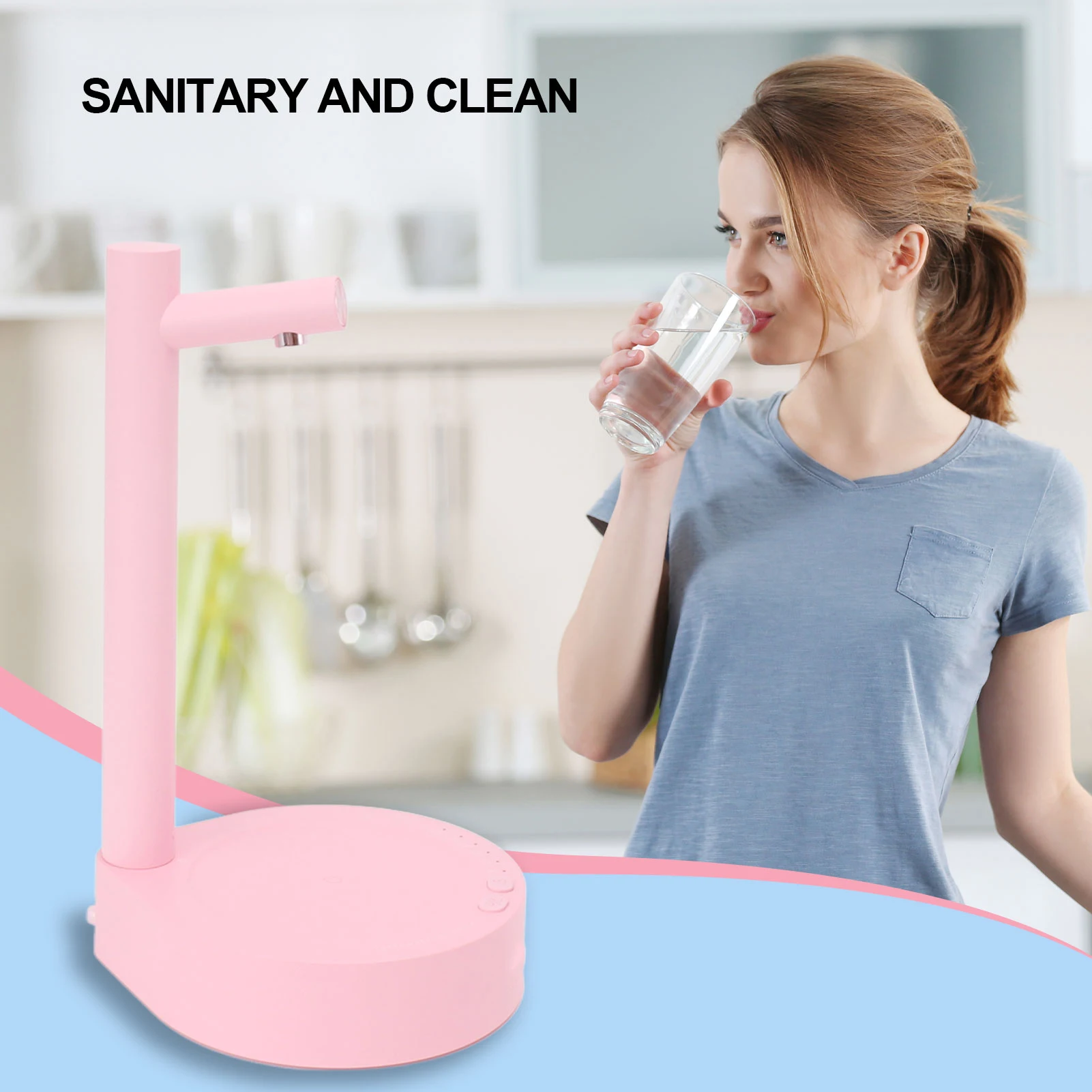 موزع زجاجات مياه لسطح المكتب، قابل للإزالة، 6 سرعات قابلة للتعديل، مضخة زجاجة مياه كهربائية للمكتب المنزلي والخارجي