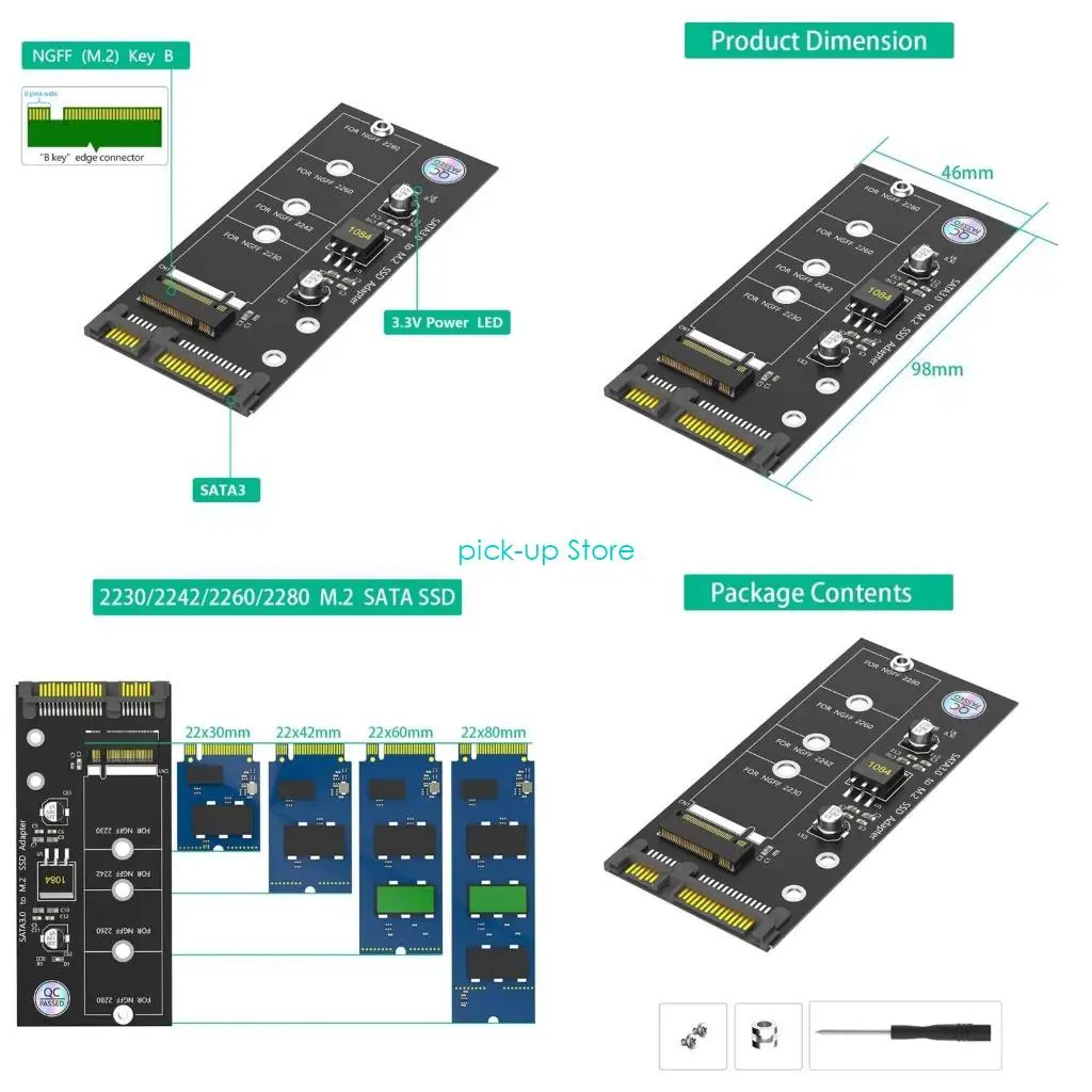 

Q5WA M.2 B+Ключ к адаптерной карте M.2 NGFF до 2,5 дюйма для 2242 2260 2280
