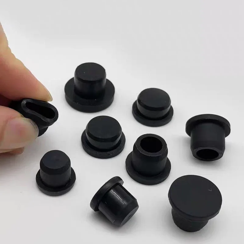 1/10/20/50/100/200Pcs 3-14mm Black/White Solid With Hole Rubber Plug High-Temperature Resistant SiliconeT-shaped Rubber Cap Plug