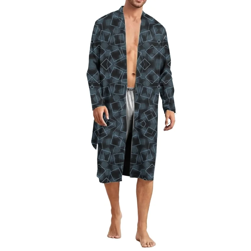 Men's Robes Men's Sleeping Robe Thin Style High End Simple Sleepwear 2025 Summer Lounge Medium Long Sleeve Bathrobe Shower Robe
