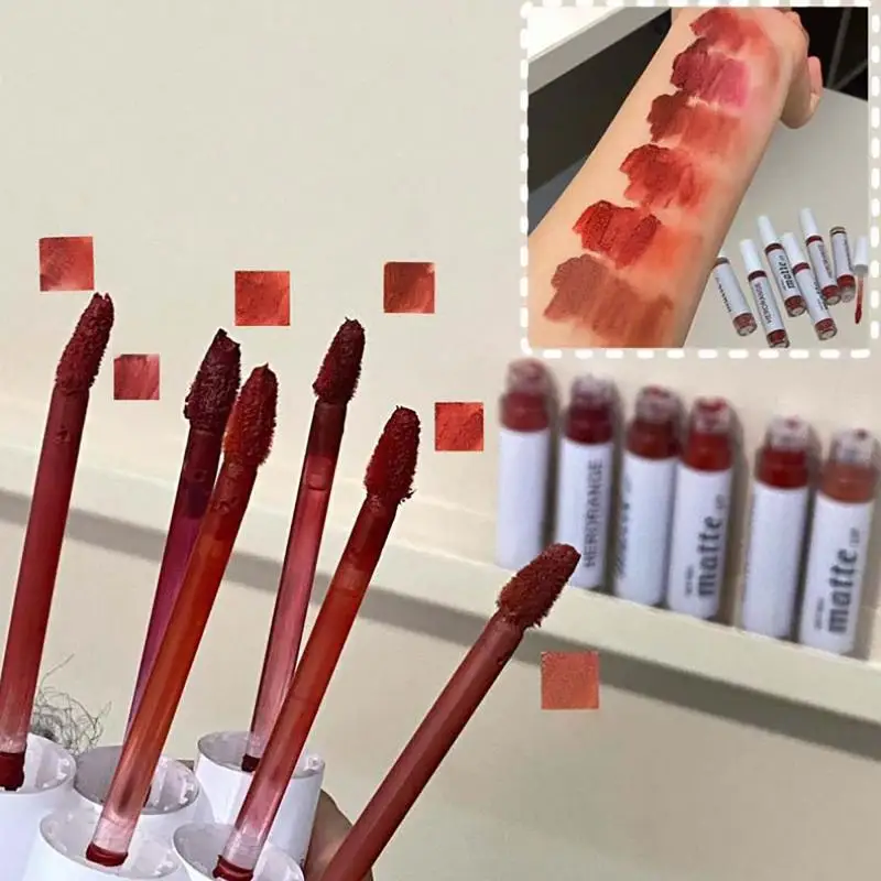 HERORANGE Batom Líquido Matte, Não Gruda no Copo, Longa Duração, Tinta Labial, Gloss Labial Vermelho, Cosméticos de Maquiagem