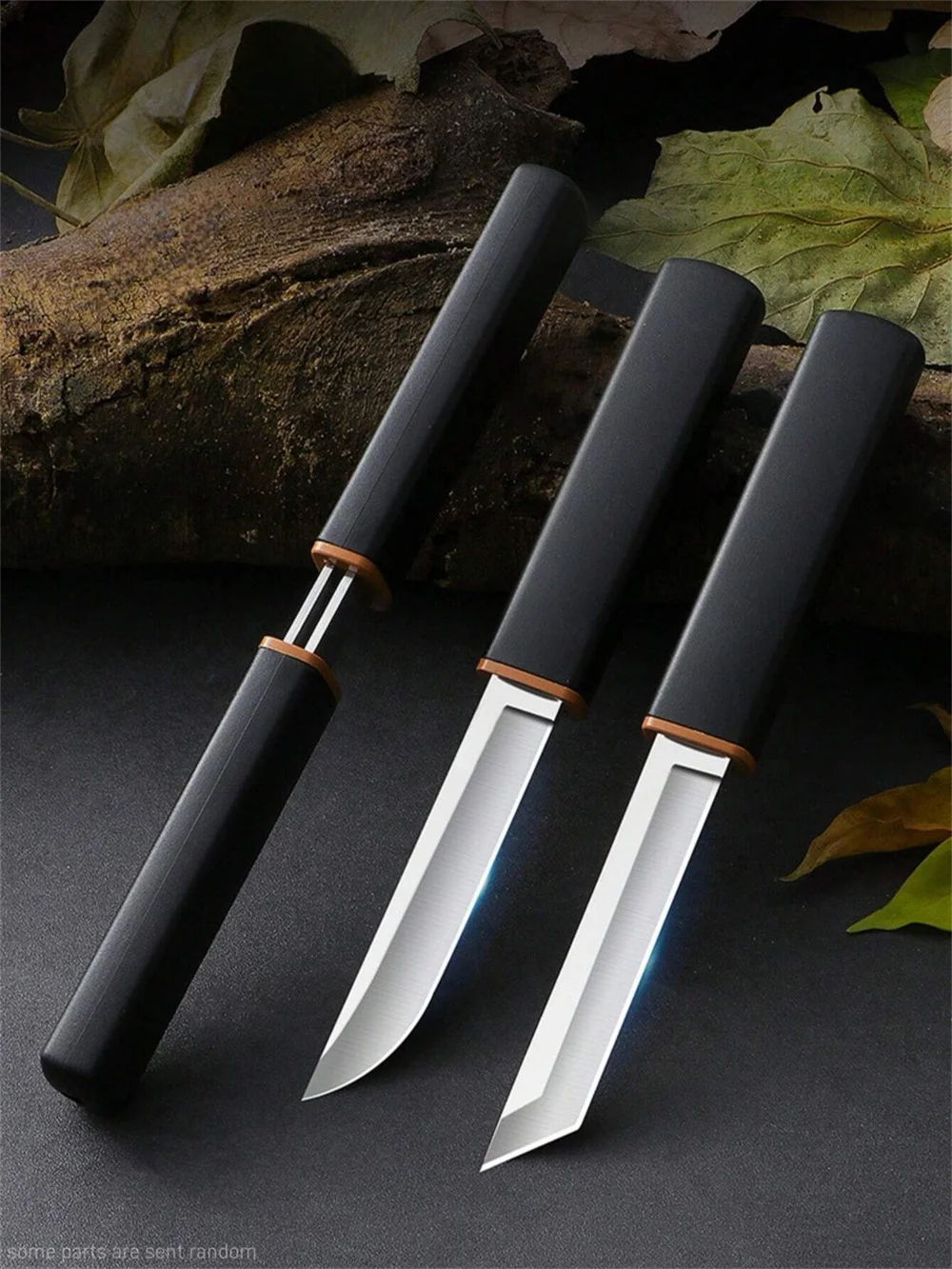 Fixed Blade Knife 1 Pair High Carbon Stainless Steel Dragon & Phoenix Design Knife with Black Handle Outdoor EDC Survival Tool