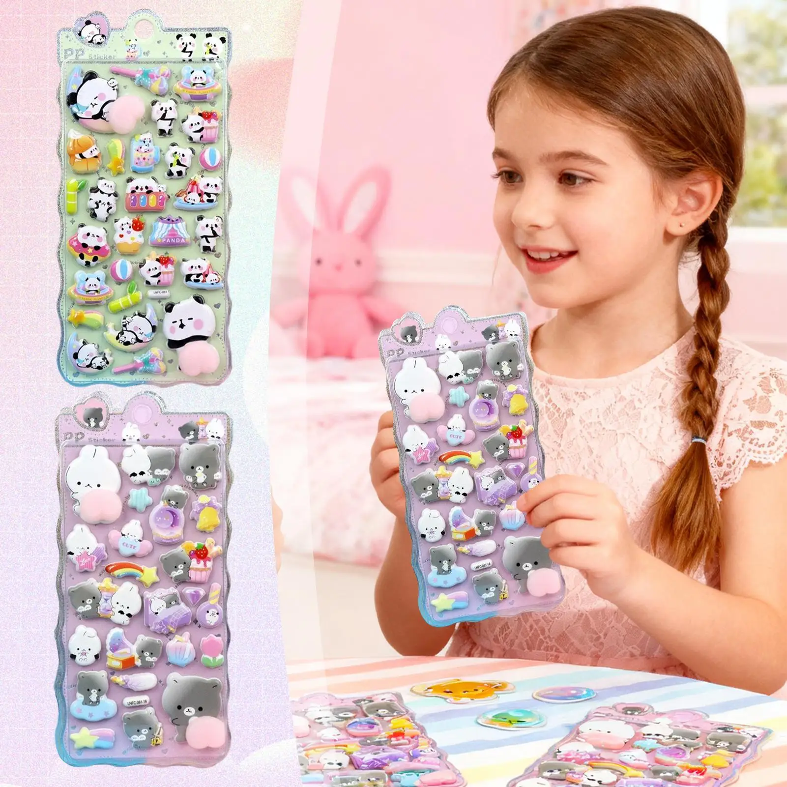 ملصقات ثلاثية الأبعاد جمالية لطيفة على شكل حيوان ديكور 2 ورقة شارات زخرفية لسكرابوكينغ جراب هاتف دفتر كمبيوتر محمول كرافت للأطفال #1