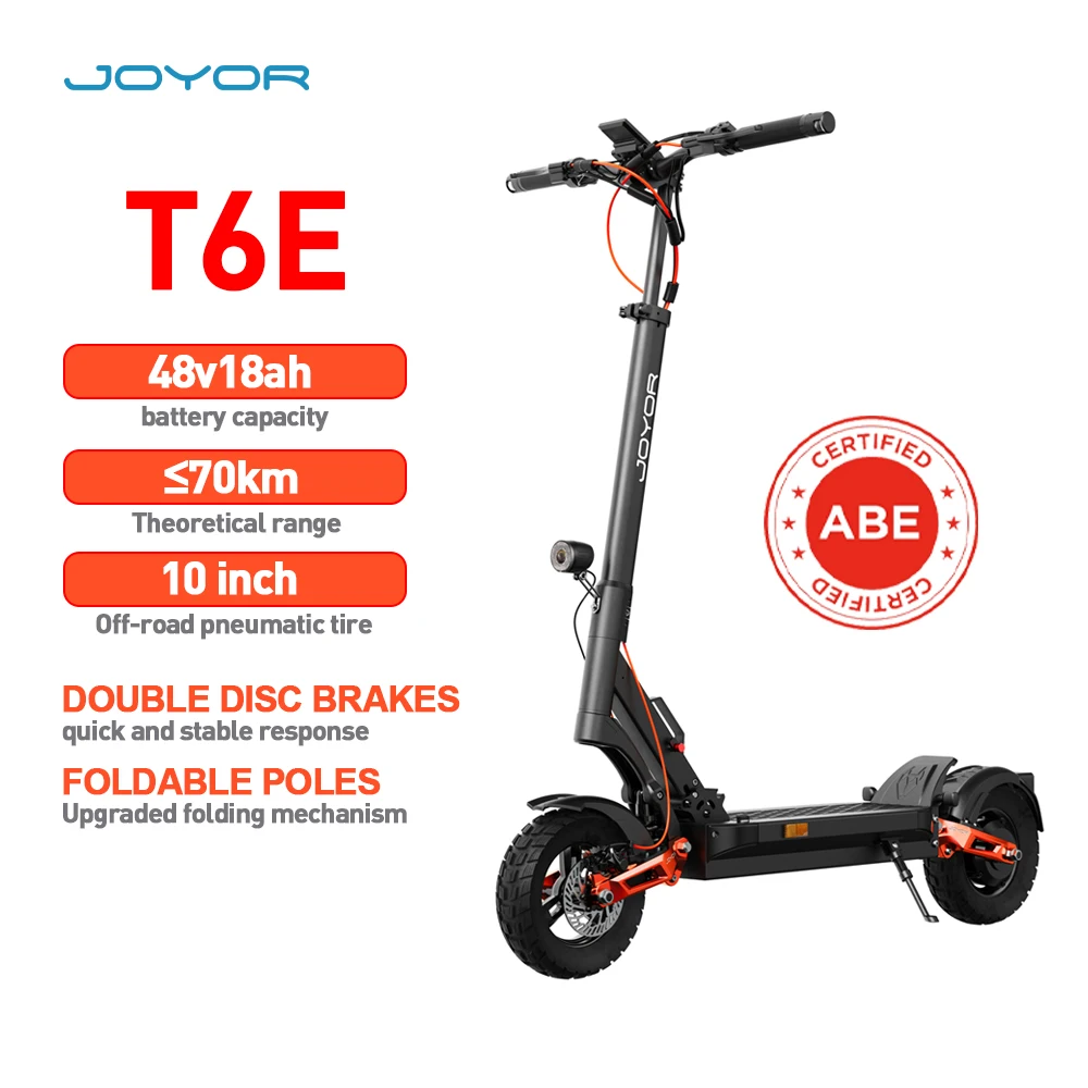 JOYOR T6E Elektroroller für Erwachsene, 48V18AH Akku, E-Mountain-Scooter, 10-Zoll-Offroad-Reifen, faltbarer E-Scooter